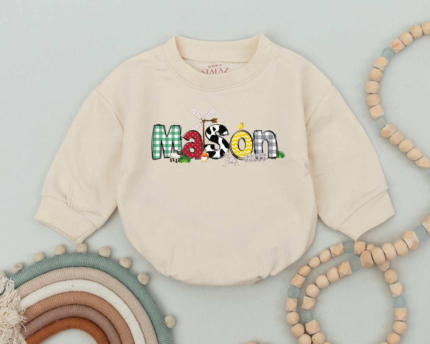 Custom Farm Birthday Romper, Retro Western 1st Birthday Outfit for Baby Girl, Cowgirl Cowboy Bodysuit, Farm Gift