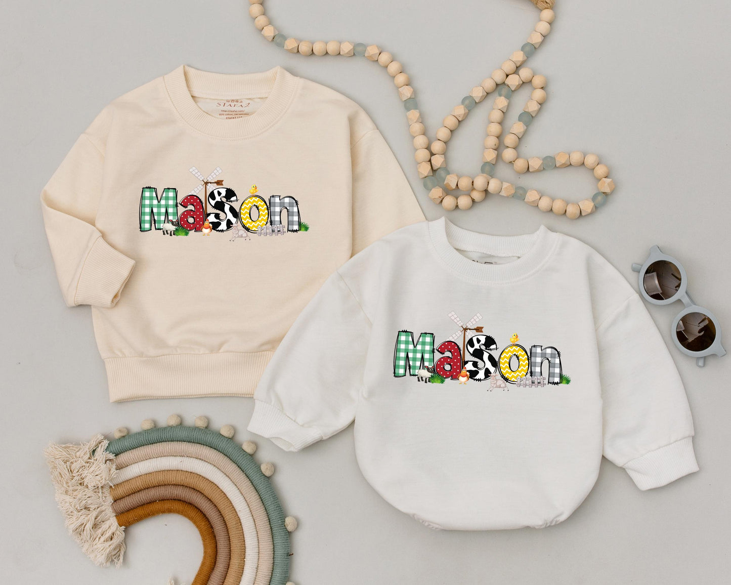 Custom Farm Birthday Romper, Retro Western 1st Birthday Outfit for Baby Girl, Cowgirl Cowboy Bodysuit, Farm Gift