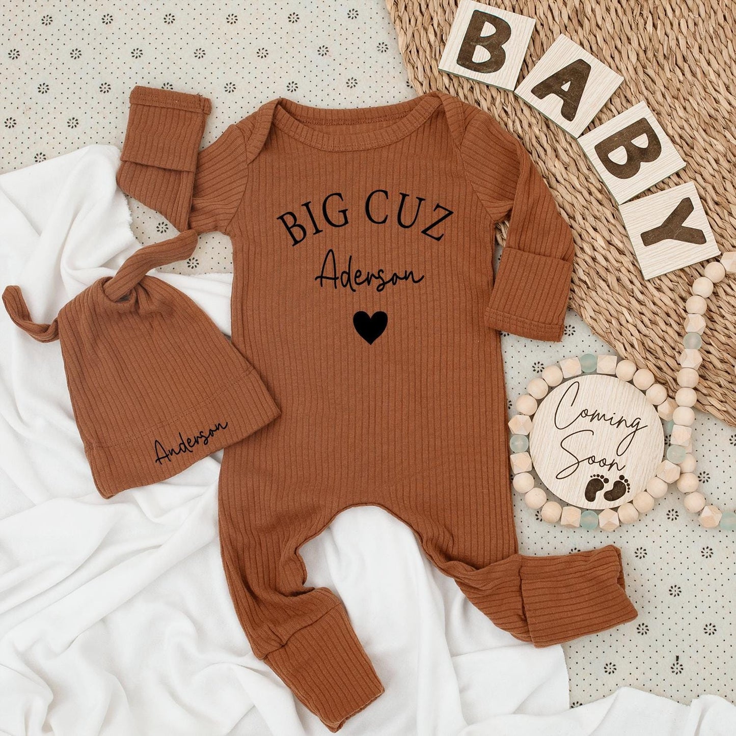 Big Cousin Baby Bodysuit Set, New to the Crew Outfit, Long Sleeve Newborn Romper, Cute Cousin Clothes, Baby Shower Gift, Family Matching Apparel (137 chars)