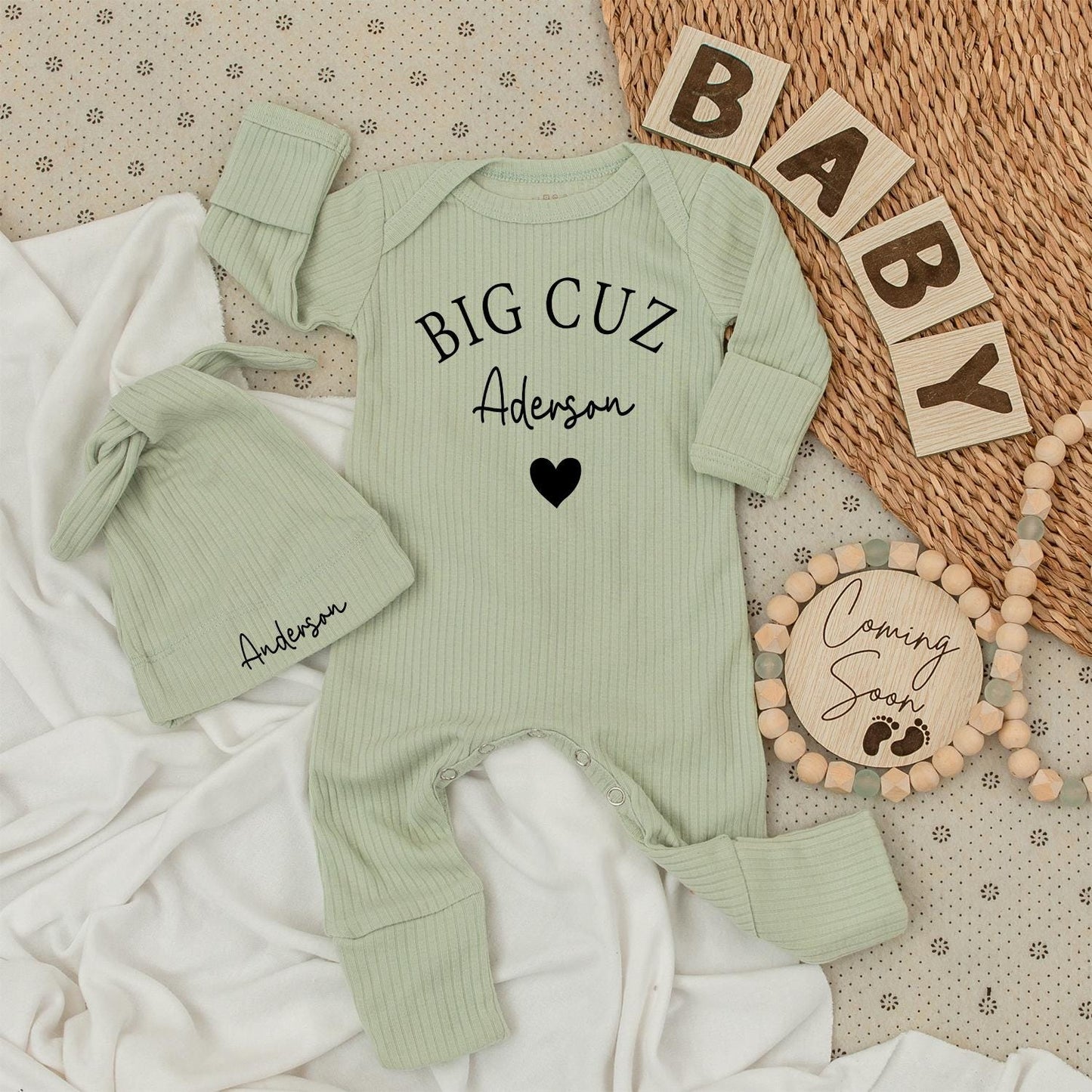 Big Cousin Baby Bodysuit Set, New to the Crew Outfit, Long Sleeve Newborn Romper, Cute Cousin Clothes, Baby Shower Gift, Family Matching Apparel (137 chars)