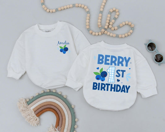 Berry Sweet Birthday Romper Personalized "Sweet One" Bubble Romper Girl 1st Birthday Outfit Baby Shower Gift Smash Cake Cotton Soft