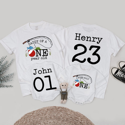 O-Fish-ally One 1st Birthday Fishing Shirt Outfit Baby Boy, Matching Family, Reel Cool Dad, Mommy and Me, Party