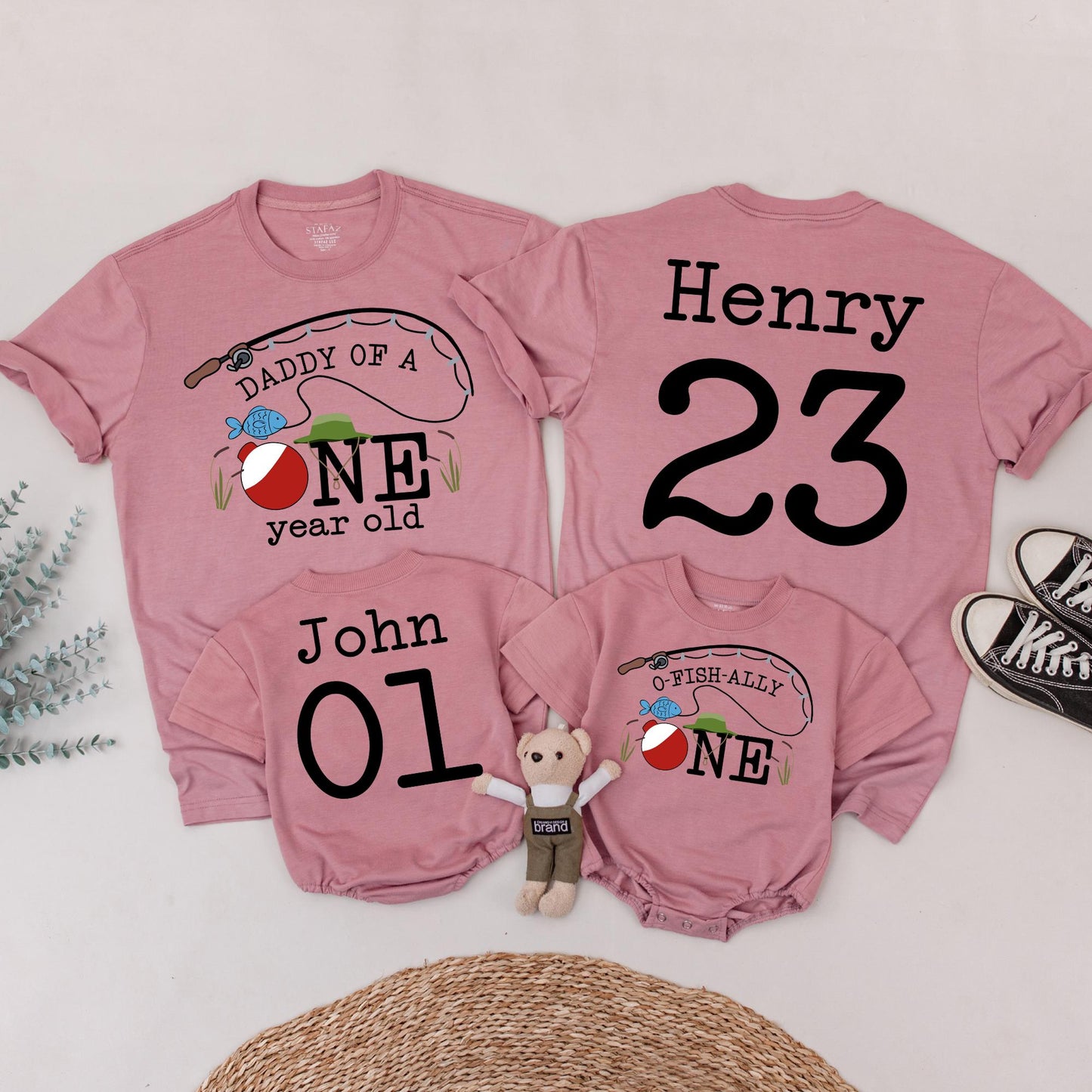 O-Fish-ally One 1st Birthday Fishing Shirt Outfit Baby Boy, Matching Family, Reel Cool Dad, Mommy and Me, Party