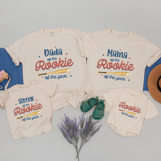 Rookie of the Year 1st Birthday Shirt Matching Family Baseball Design, Boy or Girl, Baseball Party Outfit