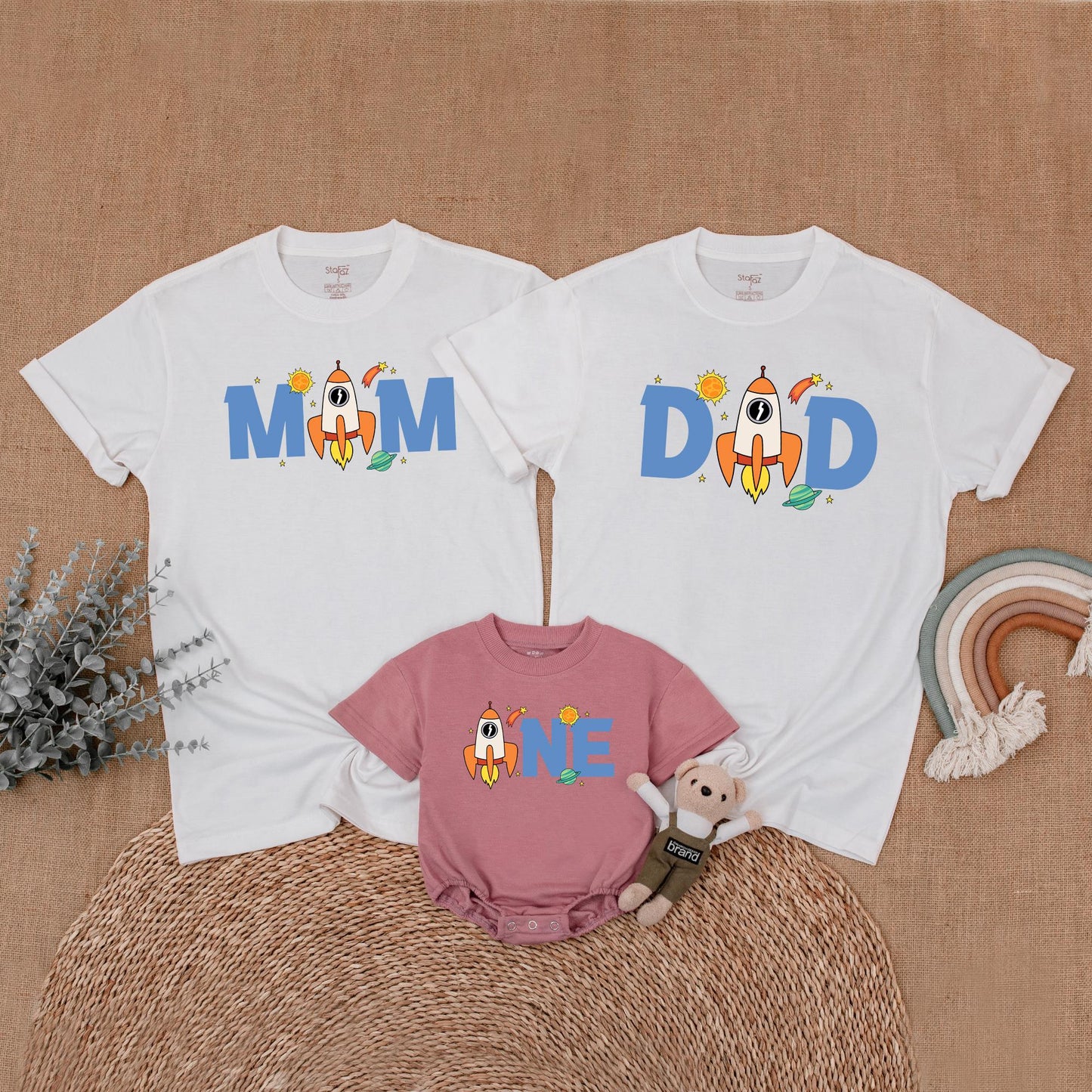 Space Birthday Matching Family Shirts, Astronaut Rocket Party Outfit, Mom Dad Baby Boy 1st Birthday, Mommy and Me Gifts