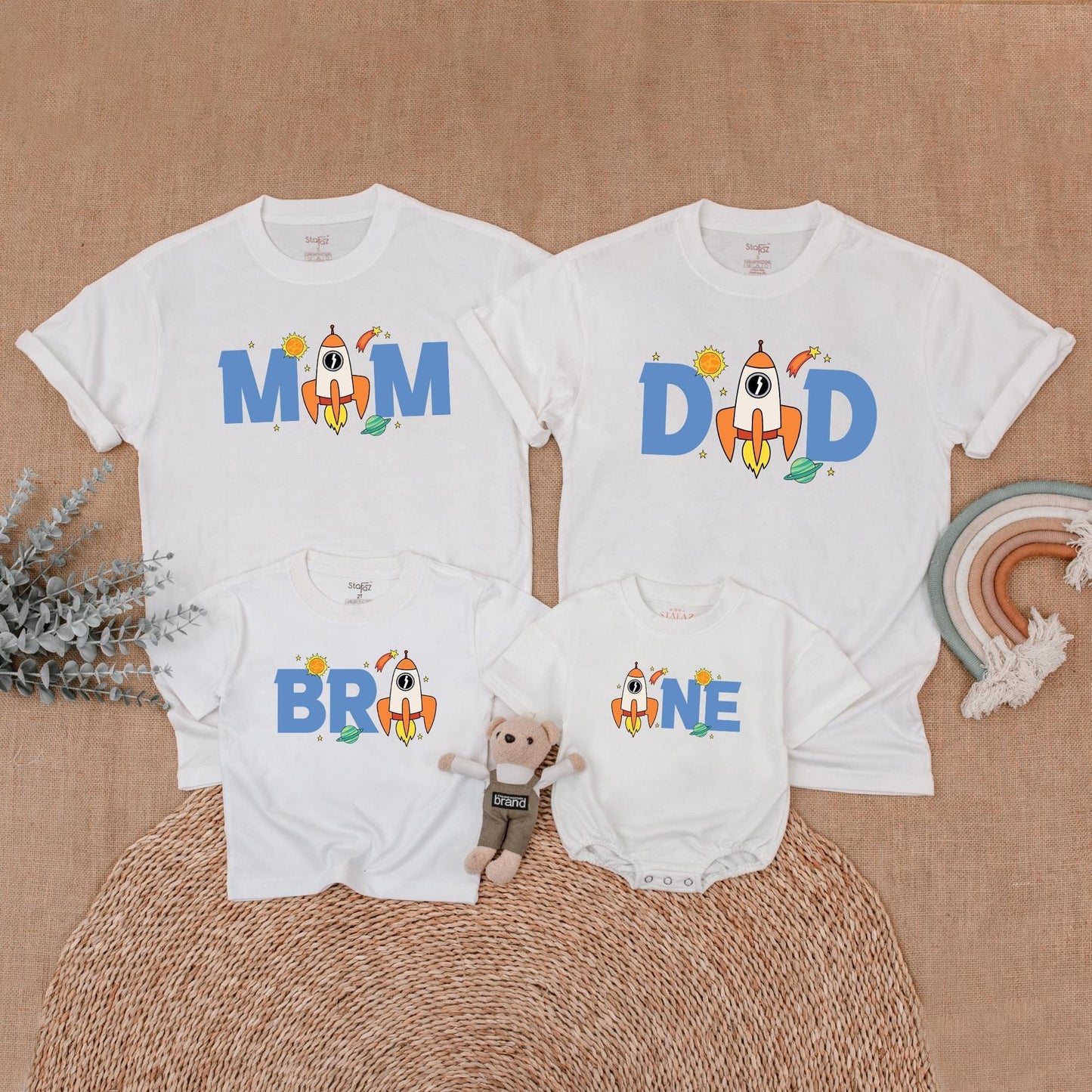 Space Birthday Matching Family Shirts, Astronaut Rocket Party Outfit, Mom Dad Baby Boy 1st Birthday, Mommy and Me Gifts