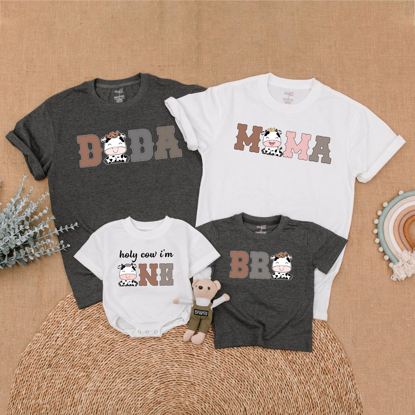 Cow Family Birthday Shirt Mommy and Me Matching Farm Western First Birthday Outfit Girl