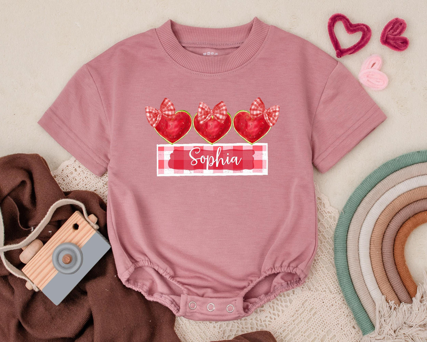 Personalized Watermelon Romper Custom Name Baby Summer Outfit Infant Bodysuit Boys Girls Watermelon Birthday Clothes