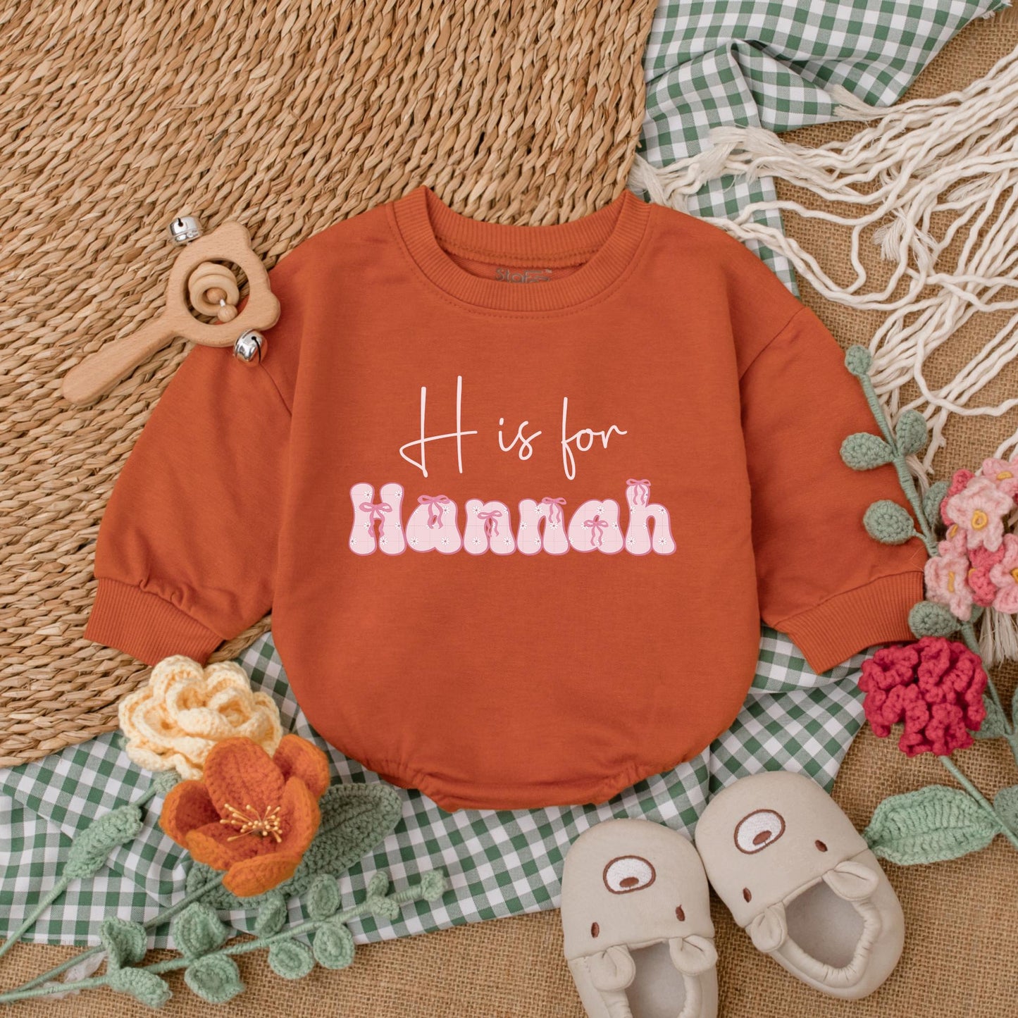 Personalized Pink Bow Baby Girl Romper Custom Name Outfit with Adorable Bow Newborn Clothes Cute Girly Design