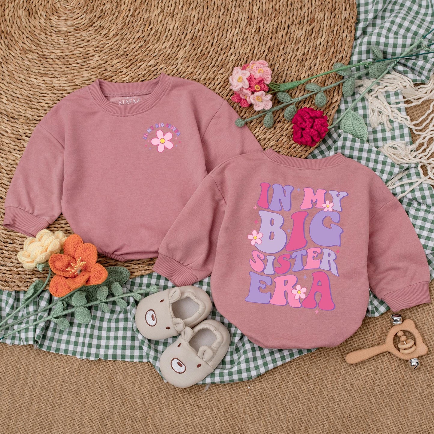 Big Sister Era Baby Romper Cute Big Sis Bodysuit Baby Girl Outfit Birth Announcement Pregnancy Announcement Baby Shower Gift Newborn Soft