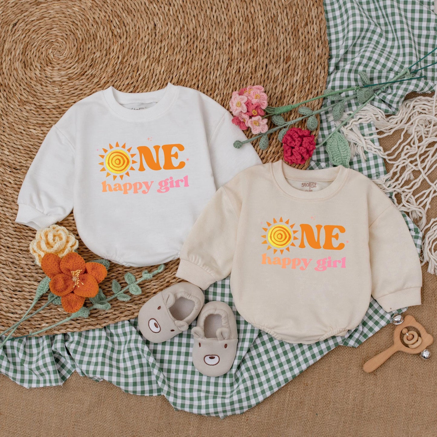 One Happy Girl Romper First Trip Around The Sun Boho Sun Birthday Outfit Little Sunshine Baby Bodysuit Summer Gift
