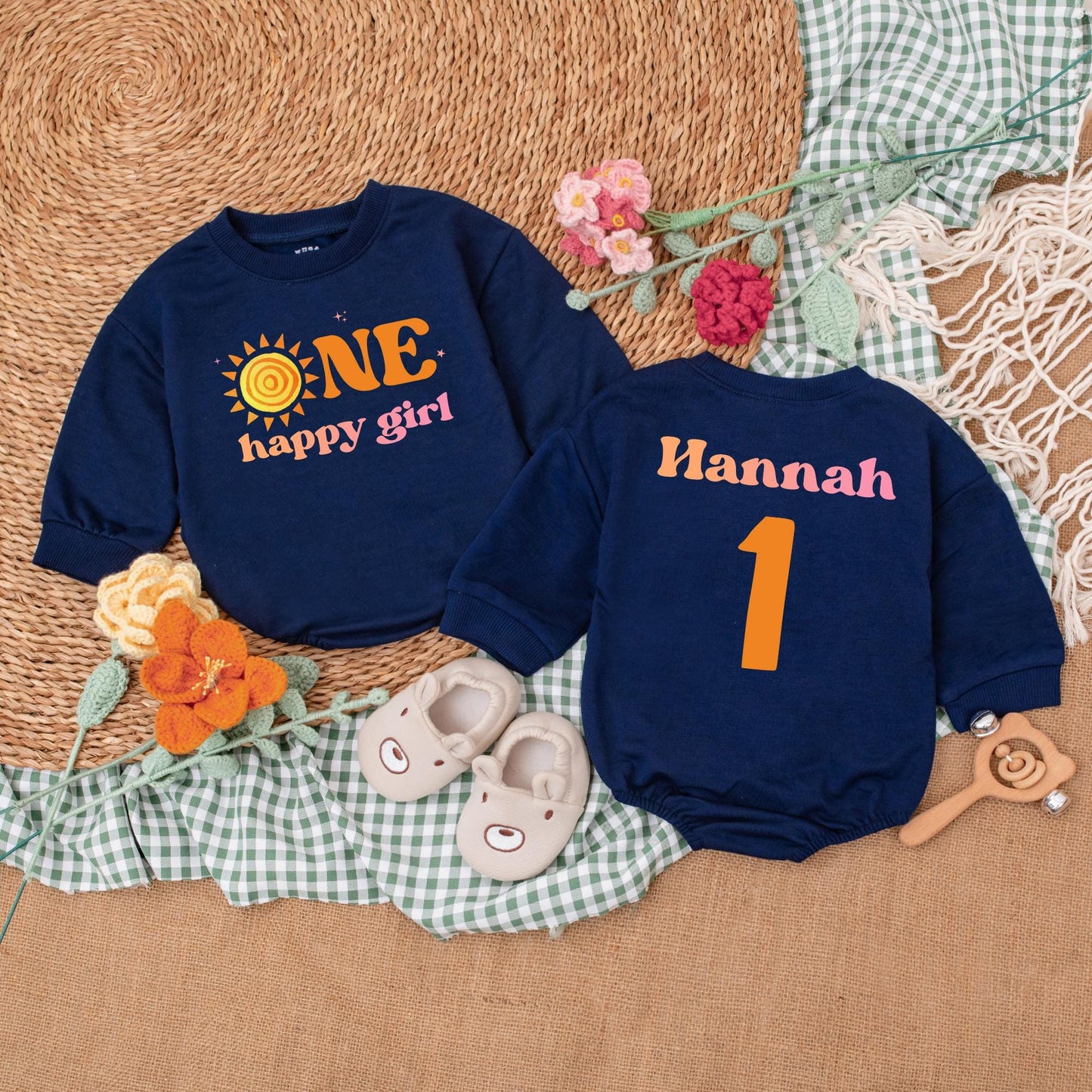 One Happy Girl Romper First Trip Around The Sun Boho Sun Birthday Outfit Little Sunshine Baby Bodysuit Summer Gift