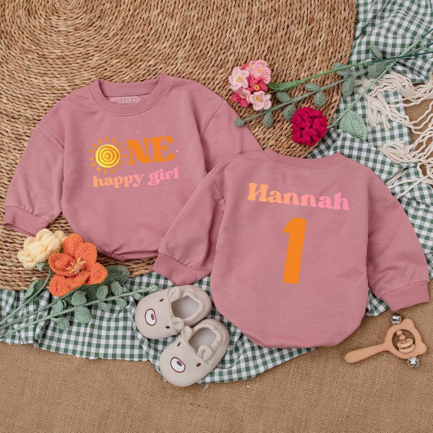 One Happy Girl Romper First Trip Around The Sun Boho Sun Birthday Outfit Little Sunshine Baby Bodysuit Summer Gift