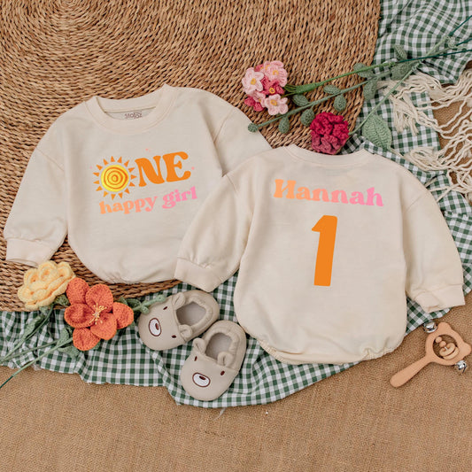 One Happy Girl Romper First Trip Around The Sun Boho Sun Birthday Outfit Little Sunshine Baby Bodysuit Summer Gift