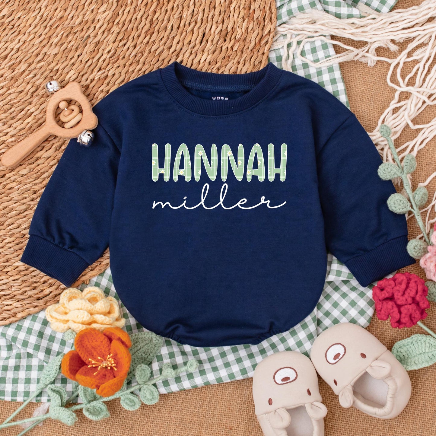 Custom Daisy Flower Romper for Baby Girl - Personalized Bubble Romper Outfit, Newborn Gift, Baby Shower Present, Coming Home Clothes