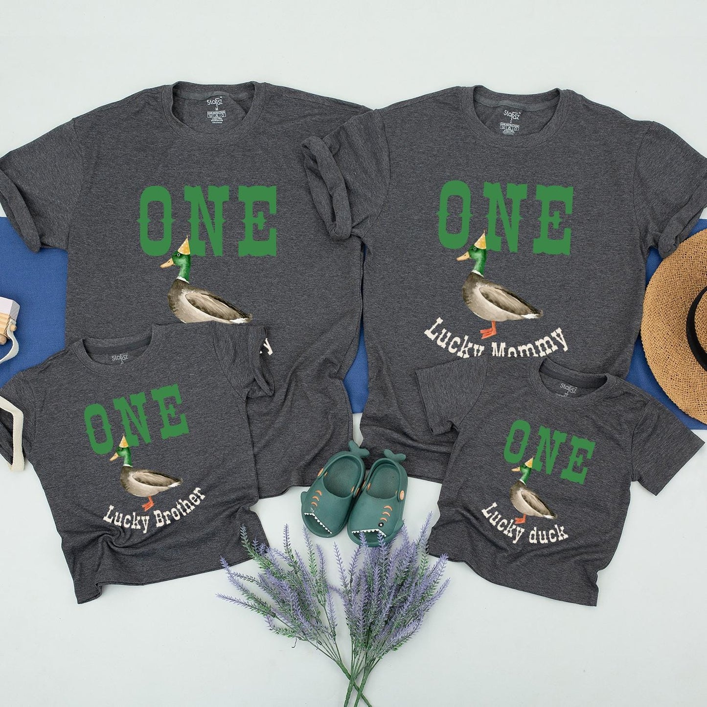ONE Lucky Duck Matching Family Birthday Shirts for Baby Boy 1st Birthday Party Celebration Comfortable Cotton Gifts