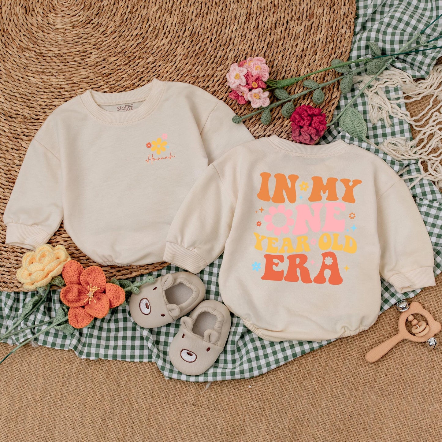 Personalized One Year Old Era Romper Girls First Birthday Bodysuit Baby Girl Outfit Soft Comfortable Adorable Celebration Party Gift