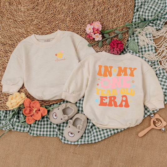 My One Year Old Era Romper Baby Girl Birthday Bodysuit First Birthday Outfit Custom Name Toddler Outfit Gift for Party