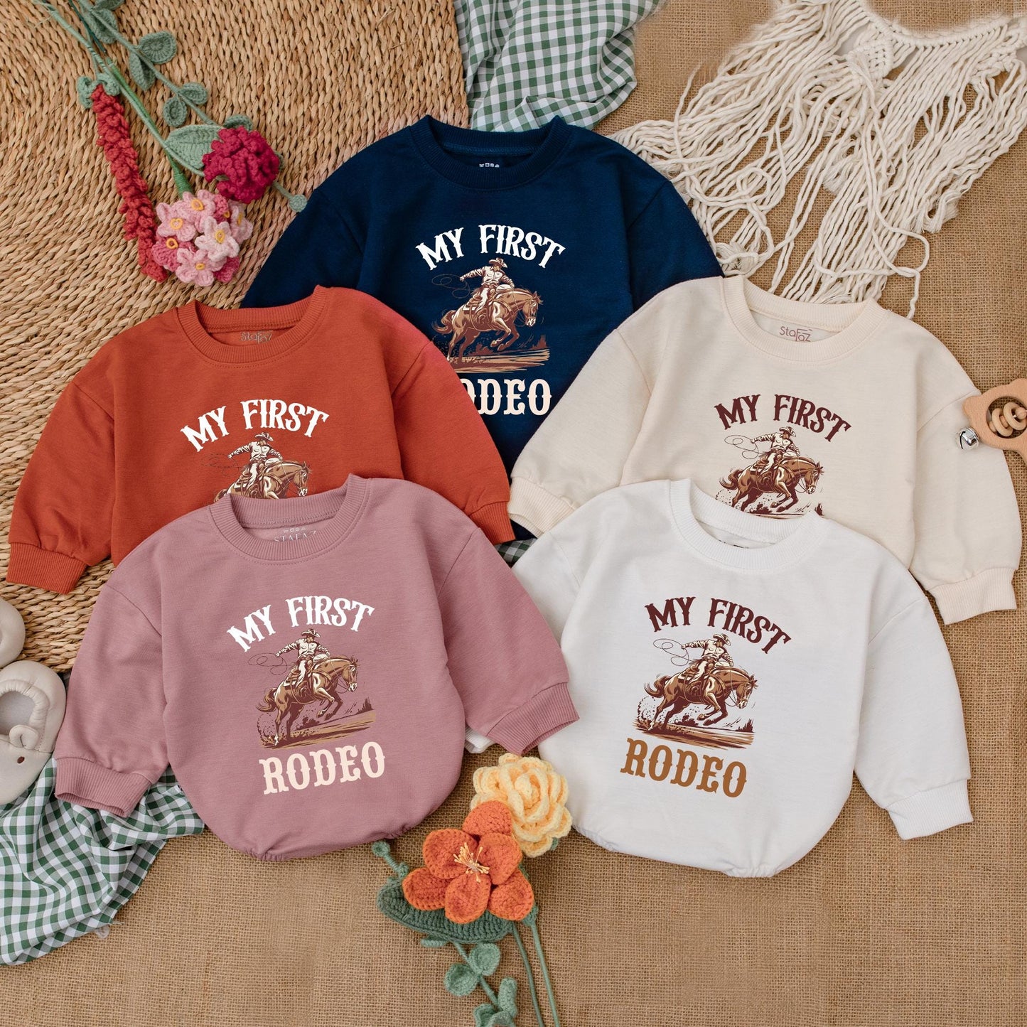 Personalized My First Rodeo Birthday Romper Western Baby Boy Outfit Custom Name First Birthday Bodysuit Baby Shower Gift Outfit