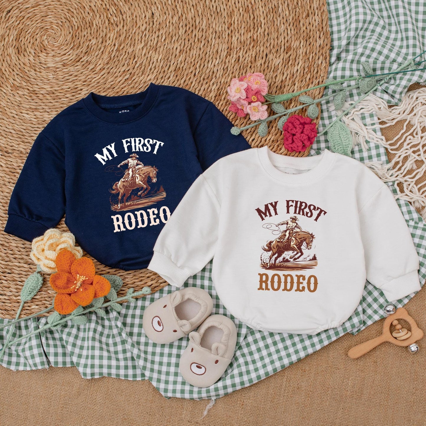 Personalized My First Rodeo Birthday Romper Western Baby Boy Outfit Custom Name First Birthday Bodysuit Baby Shower Gift Outfit