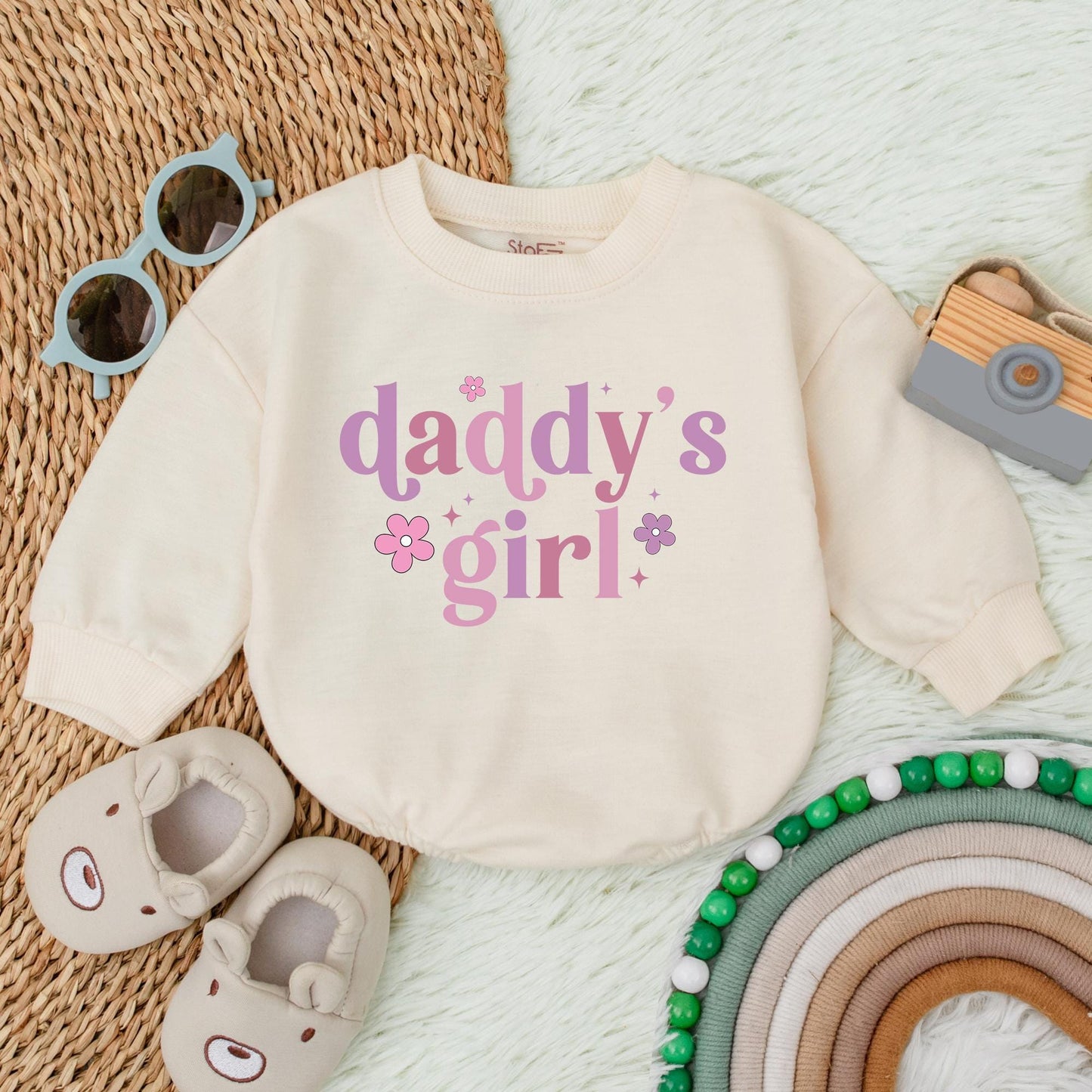 Daddy's Little Girl Bubble Romper Sweet Father Daughter Matching Baby Bodysuit Cute Newborn Infant Outfit for Father's Day Gift