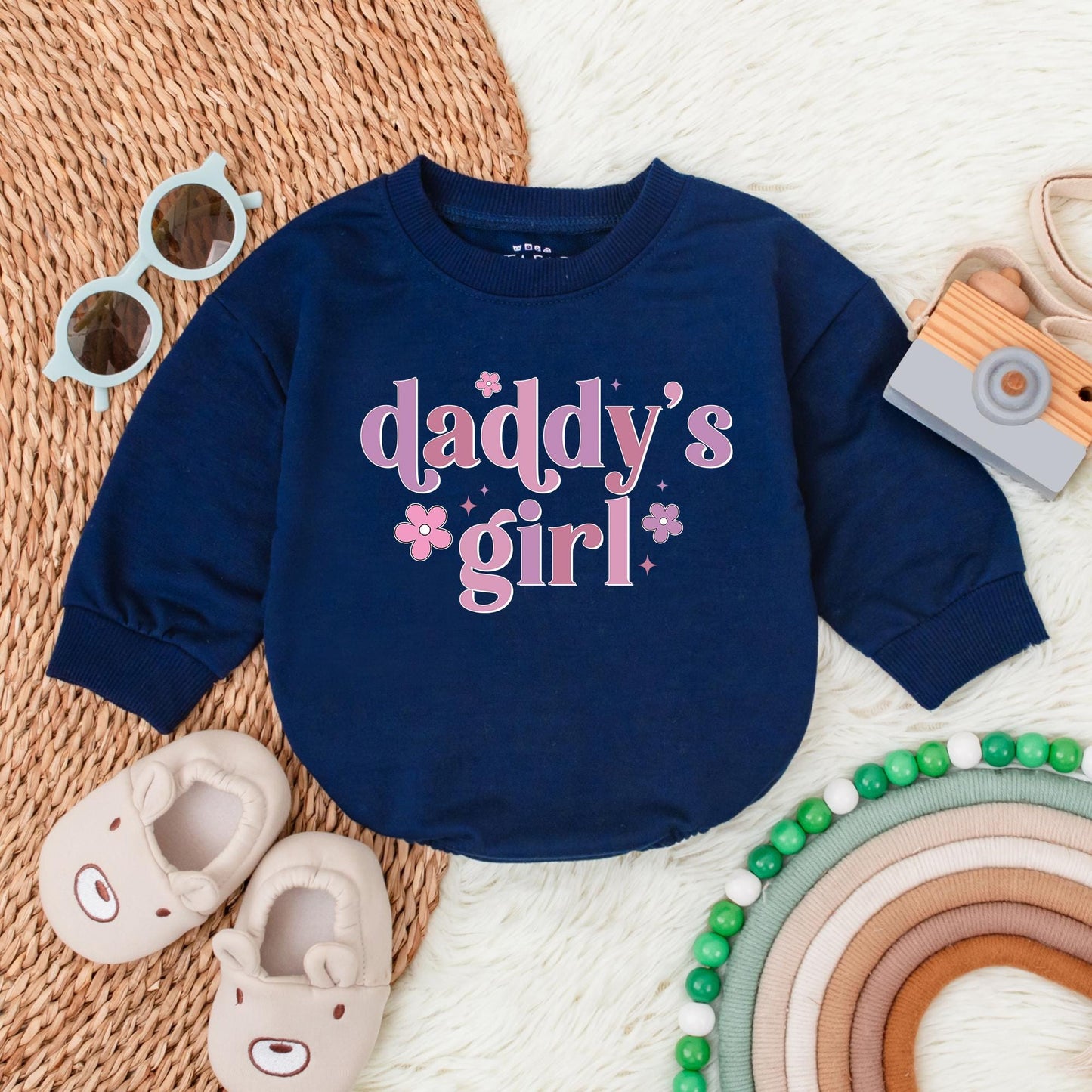 Daddy's Little Girl Bubble Romper Sweet Father Daughter Matching Baby Bodysuit Cute Newborn Infant Outfit for Father's Day Gift