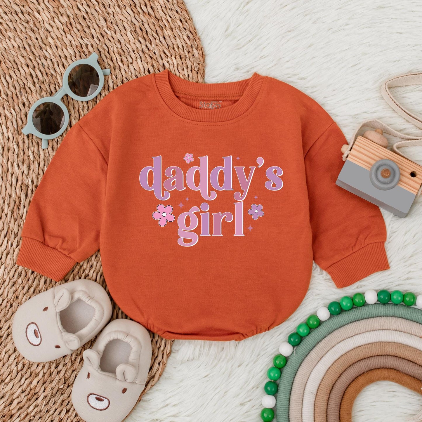 Daddy's Little Girl Bubble Romper Sweet Father Daughter Matching Baby Bodysuit Cute Newborn Infant Outfit for Father's Day Gift