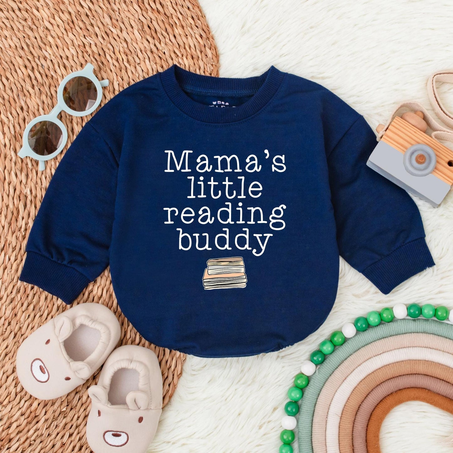 Mama’s Little Reading Buddy Bubble Romper – Cute Baby Reading Outfit – Personalized Baby Romper for Book Lovers – Perfect Baby Gift