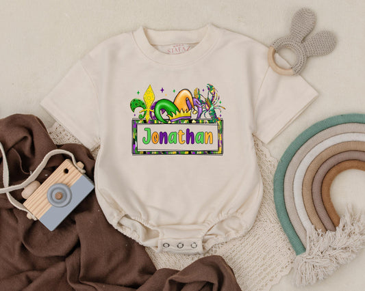 Custom Mardi Gras Baby Romper Cute Sweatshirt Outfit Unisex Newborn Gift