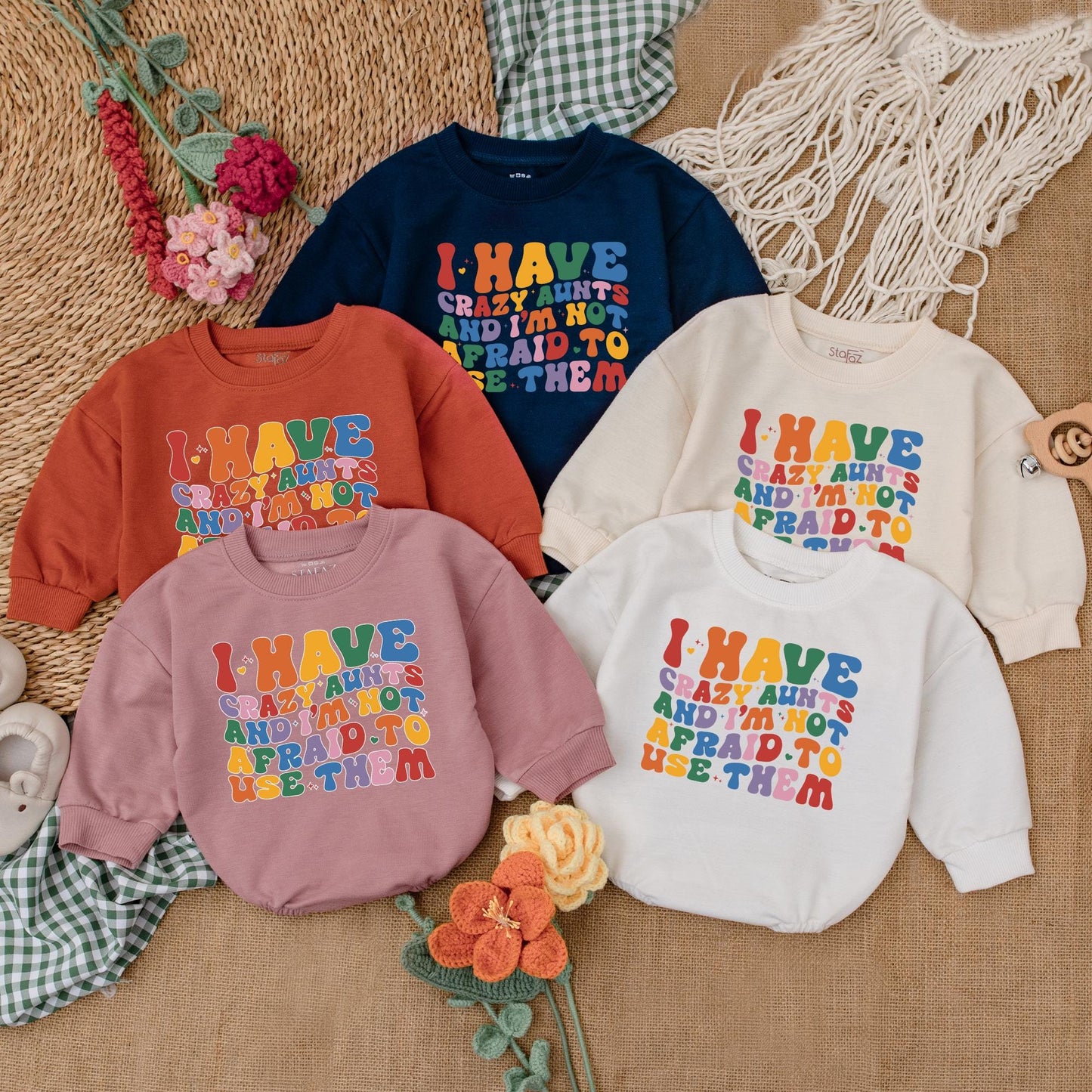 I Have Crazy Aunts Baby Romper or Auntie's Bestie Bodysuit Cute Cool Aunt Gift Baby Shower, Funny Outfit for New Aunt
