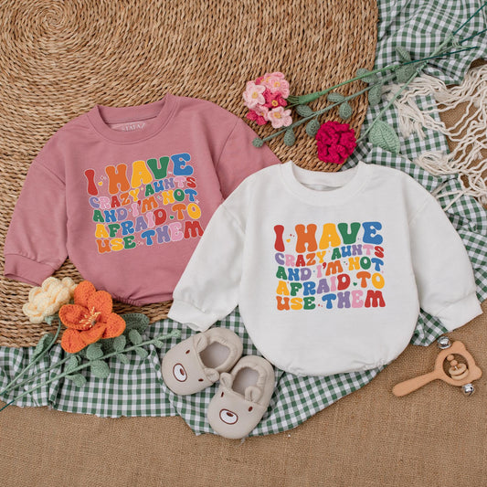 I Have Crazy Aunts Baby Romper or Auntie's Bestie Bodysuit Cute Cool Aunt Gift Baby Shower, Funny Outfit for New Aunt