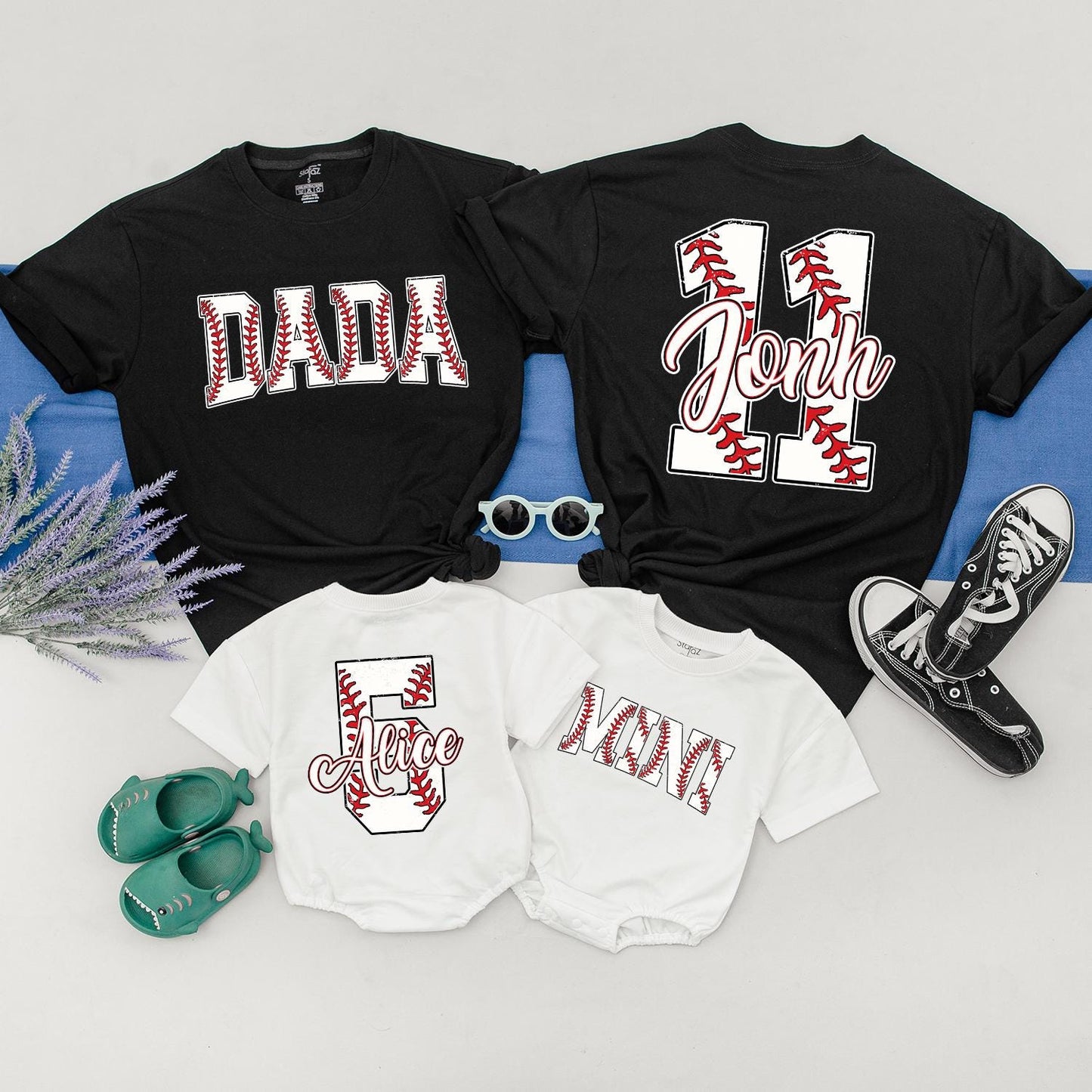 Custom Baseball Mama Shirt Mother's Day Gift for Baseball Mom Mommy and Me Baseball Season Baby Girl Romper Matching Tees