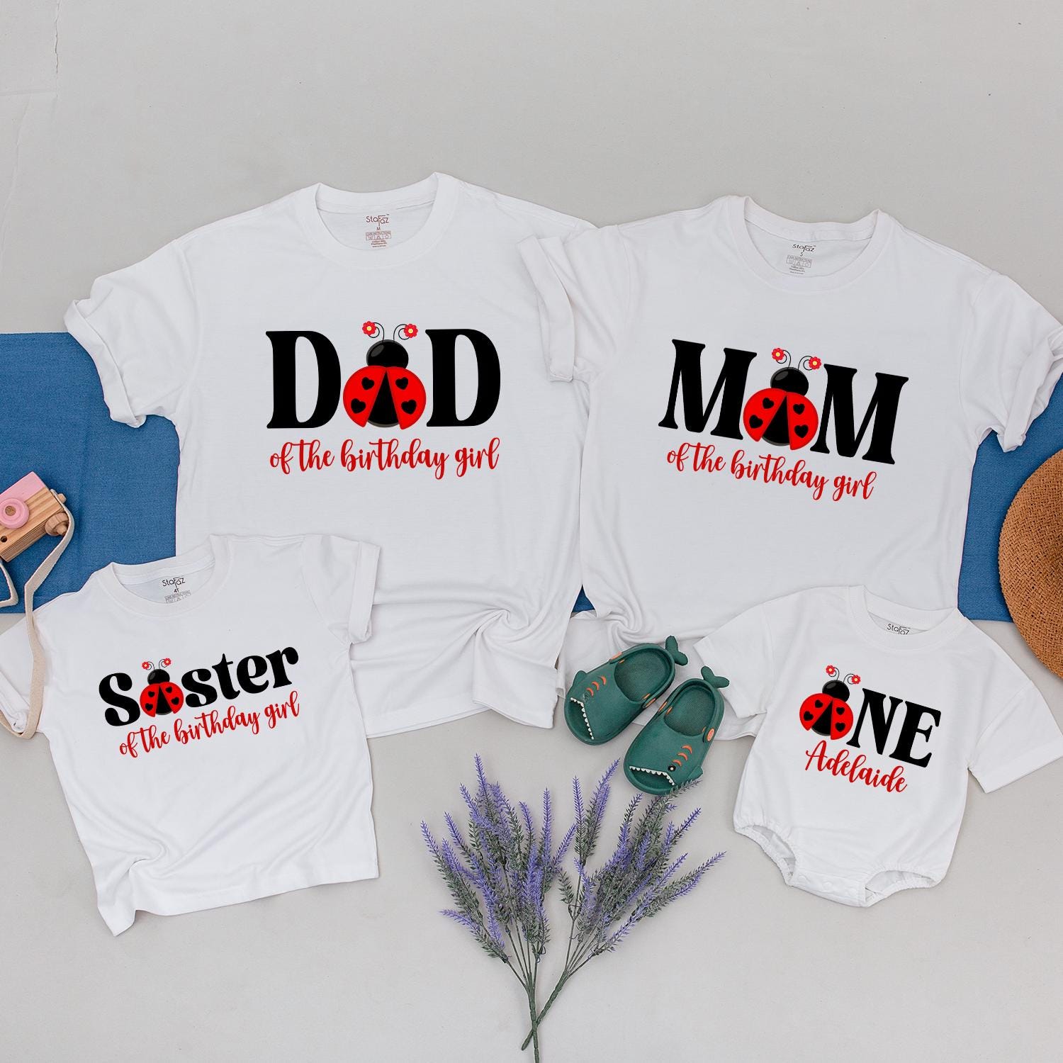 Matching Family Ladybug Birthday Shirts: 1st Birthday Girl Outfit, Lady Bug Theme Party, Mommy & Me Family Tee