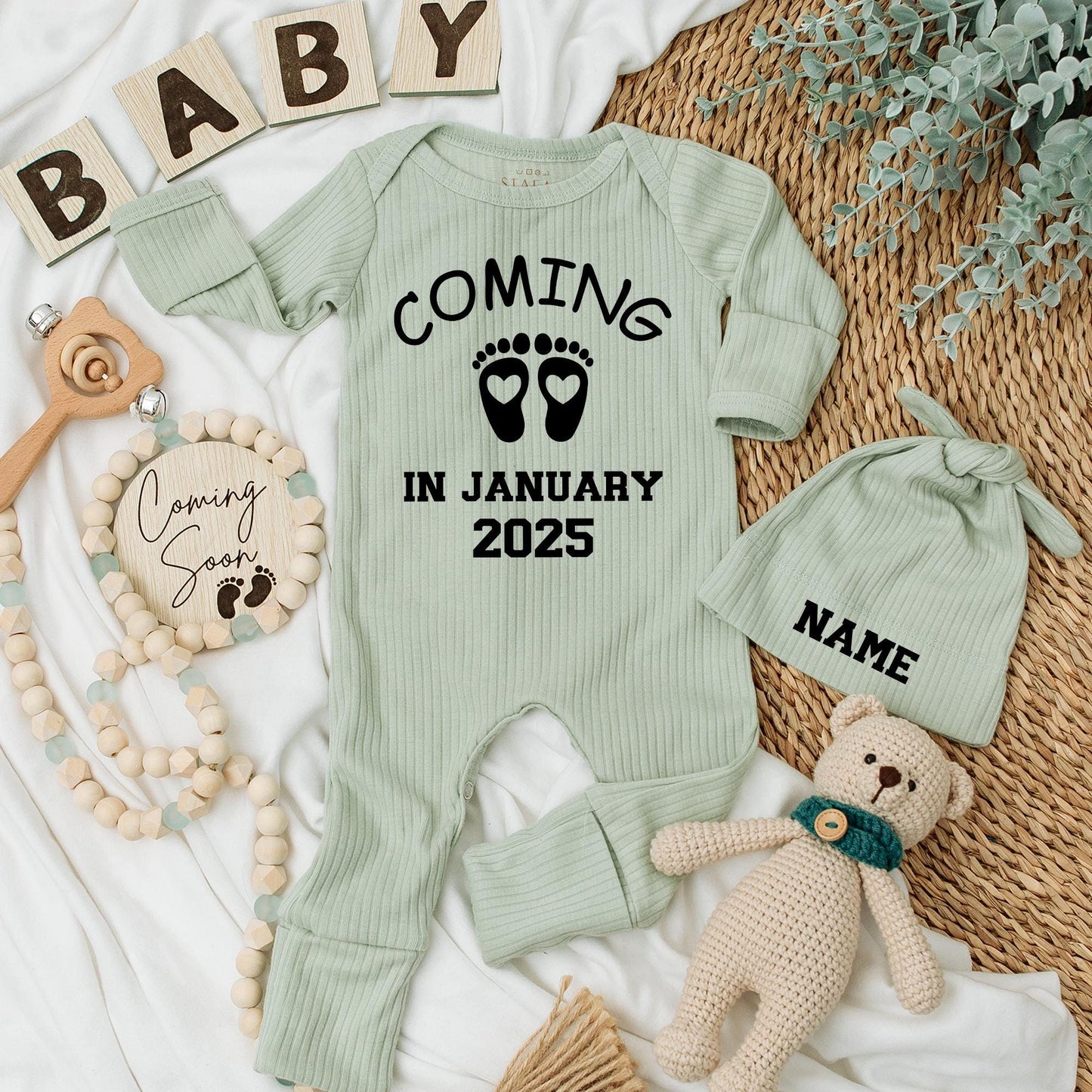 Personalized Baby Announcement Name Long Sleeve Romper Soft Going Home Outfit for Newborn Boys and Girls Lovely Baby Shower Gift