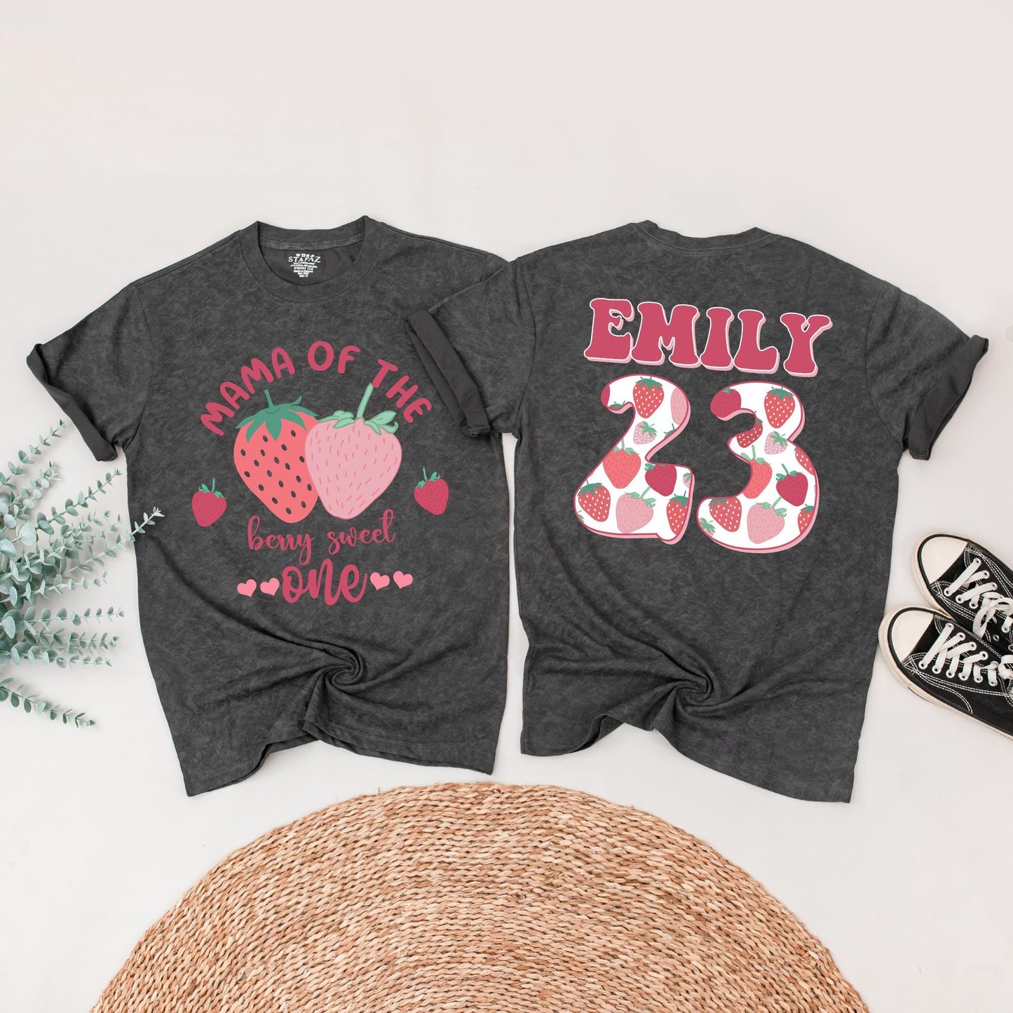 Matching Berry Sweet Family Birthday Shirts, Mommy & Me First Birthday Outfits, Strawberry Theme, Custom Name
