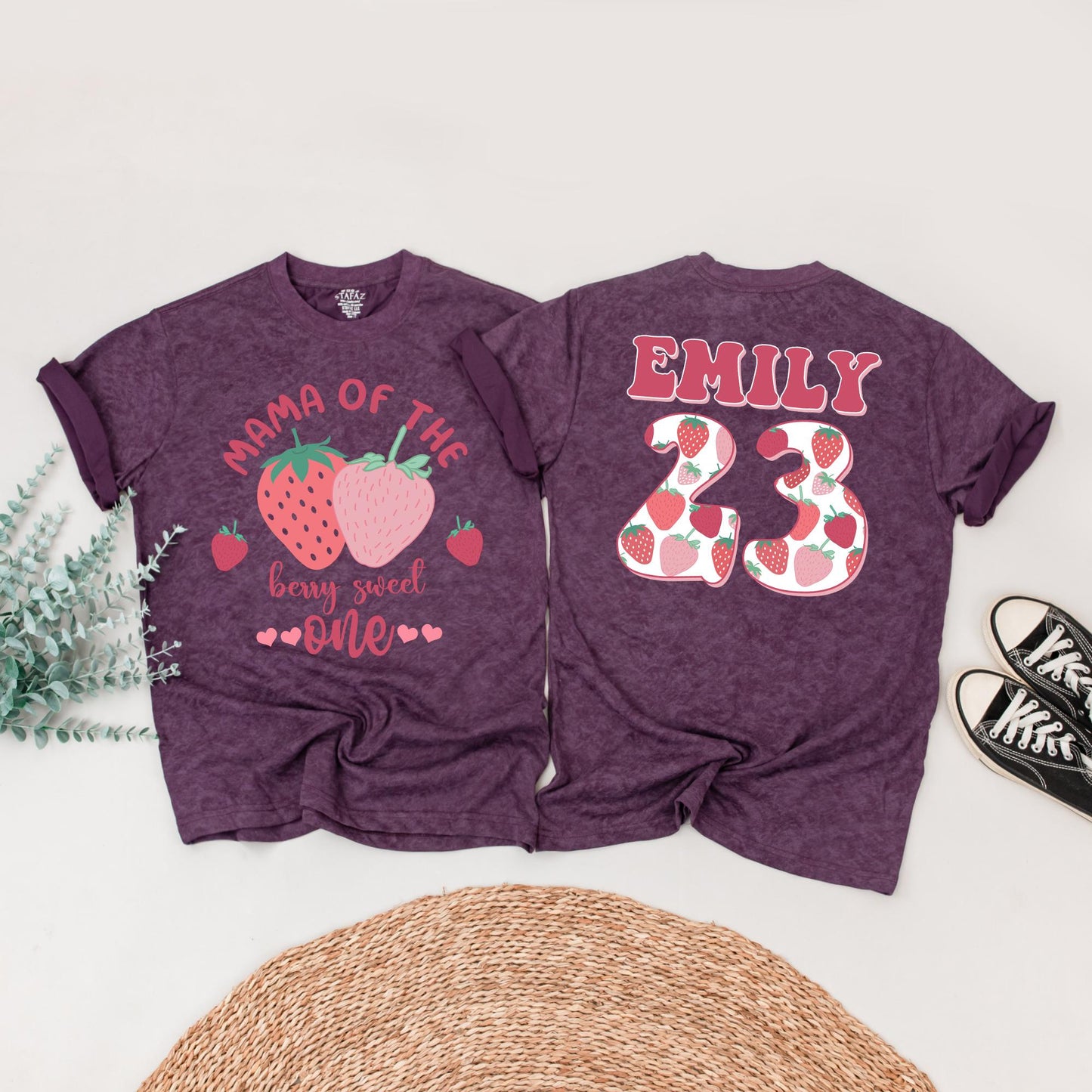 Matching Berry Sweet Family Birthday Shirts, Mommy & Me First Birthday Outfits, Strawberry Theme, Custom Name