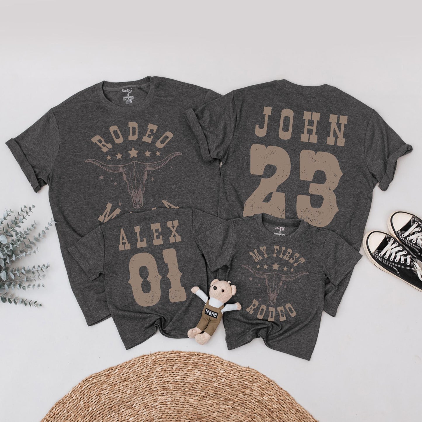 My First Rodeo Birthday Family Matching Shirts 1st Western Farm Theme Party Cowboy Cowgirl Mama Daddy Tees