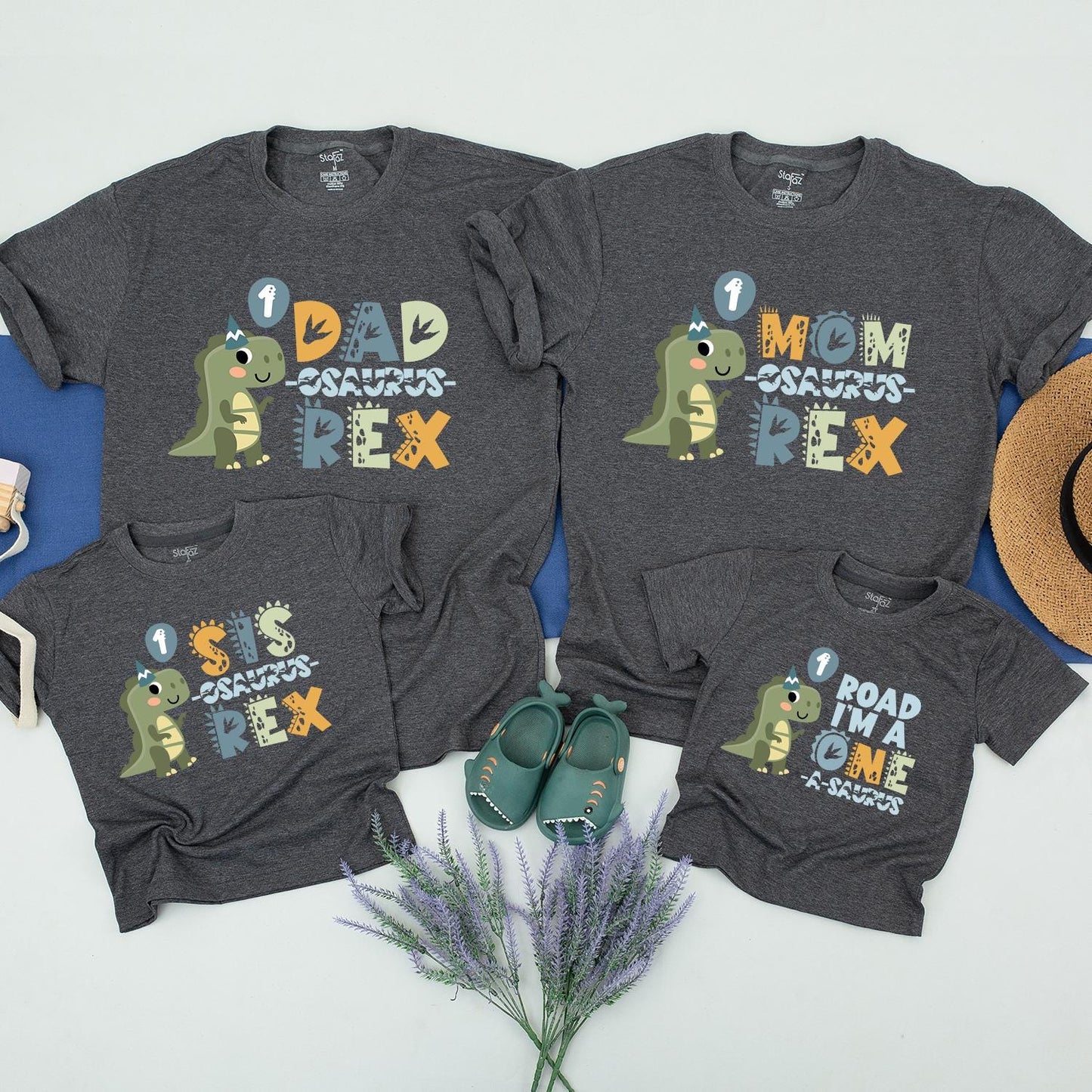 Matching Dino Birthday Shirts: One-A-Saurus 1st Birthday Outfit Family Tees for Mom Dad Boy Girl