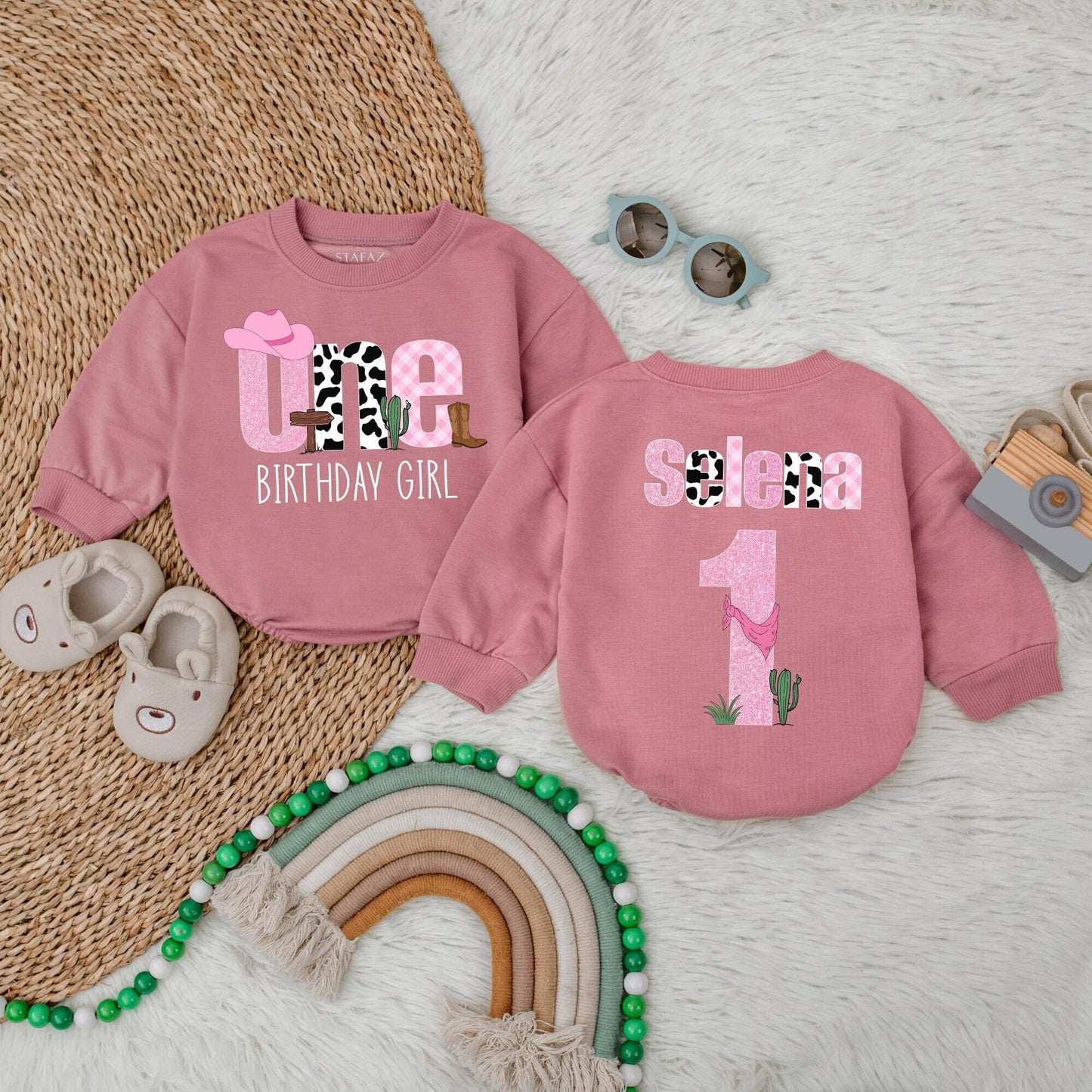 My First Rodeo Bubble Romper Western Cowgirl 1st Birthday Outfit Baby Girl Newborn Outfit Adorable Western Style Gift