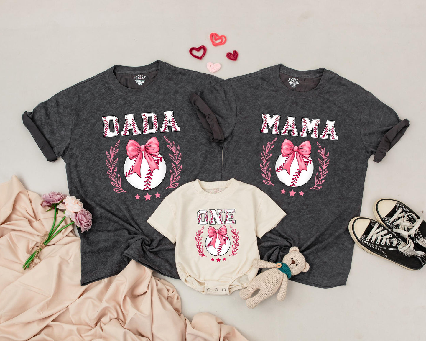 First Birthday Football Family Matching Shirts Darling Girl Football Theme Celebration Outfit Dad Baby