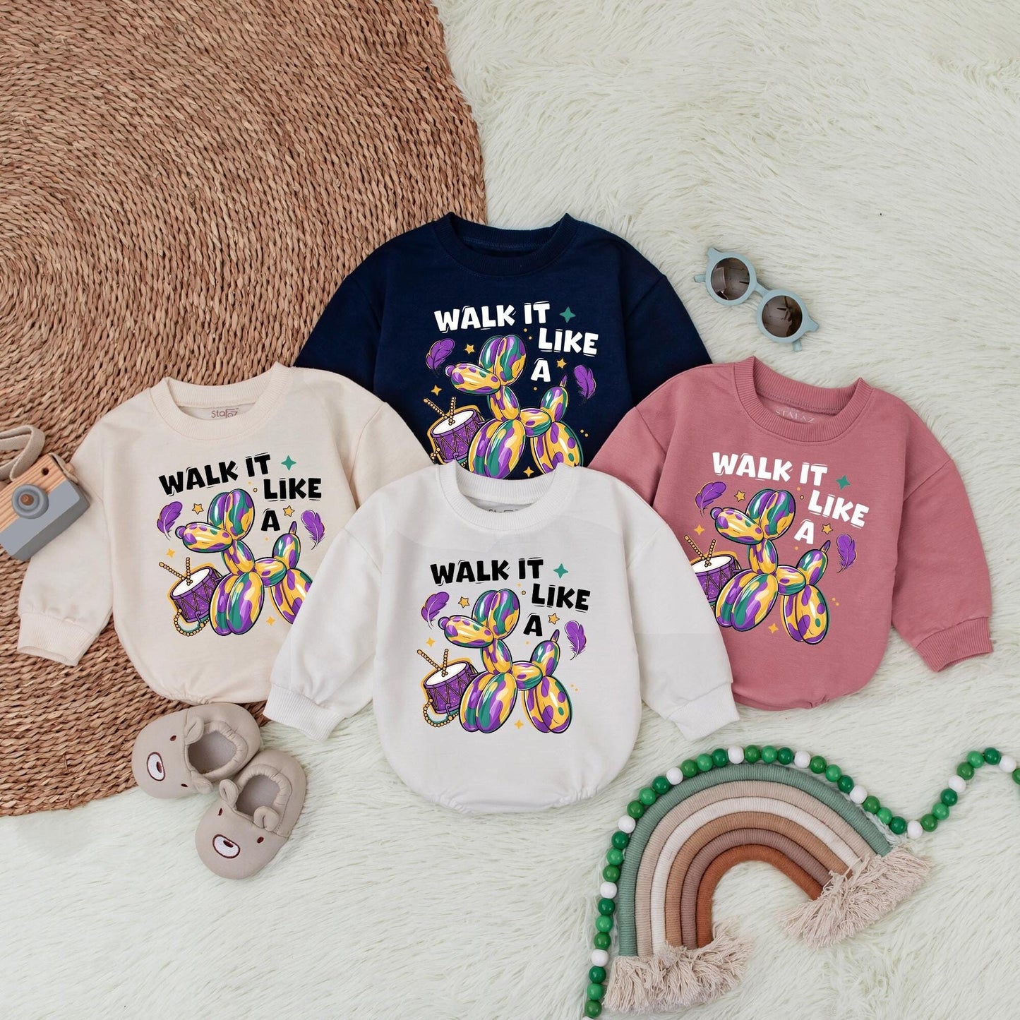 Mardi Gras Bubble Romper Funny King Cake Baby Bodysuit Baby Shower Gift Festive Holiday Newborn First Birthday Matching Outfits