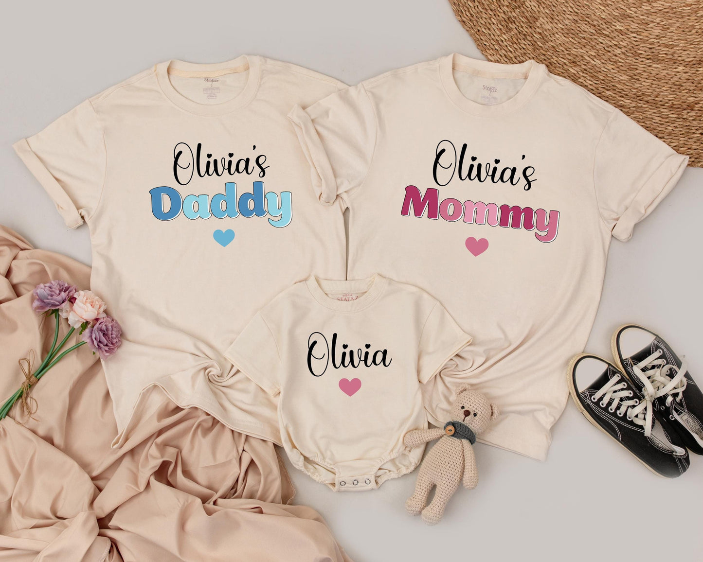 Personalized Family Birthday Matching Shirts Custom Name Outfits, Mom Dad Baby First Birthday Celebration Clothes Cotton Comfortable Matching Family (138 chars)