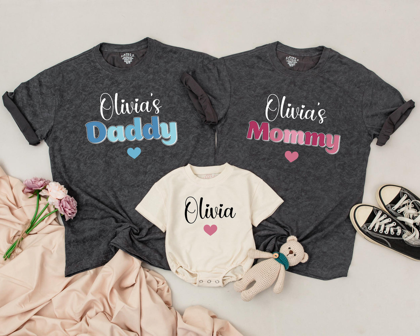 Personalized Family Birthday Matching Shirts Custom Name Outfits, Mom Dad Baby First Birthday Celebration Clothes Cotton Comfortable Matching Family (138 chars)