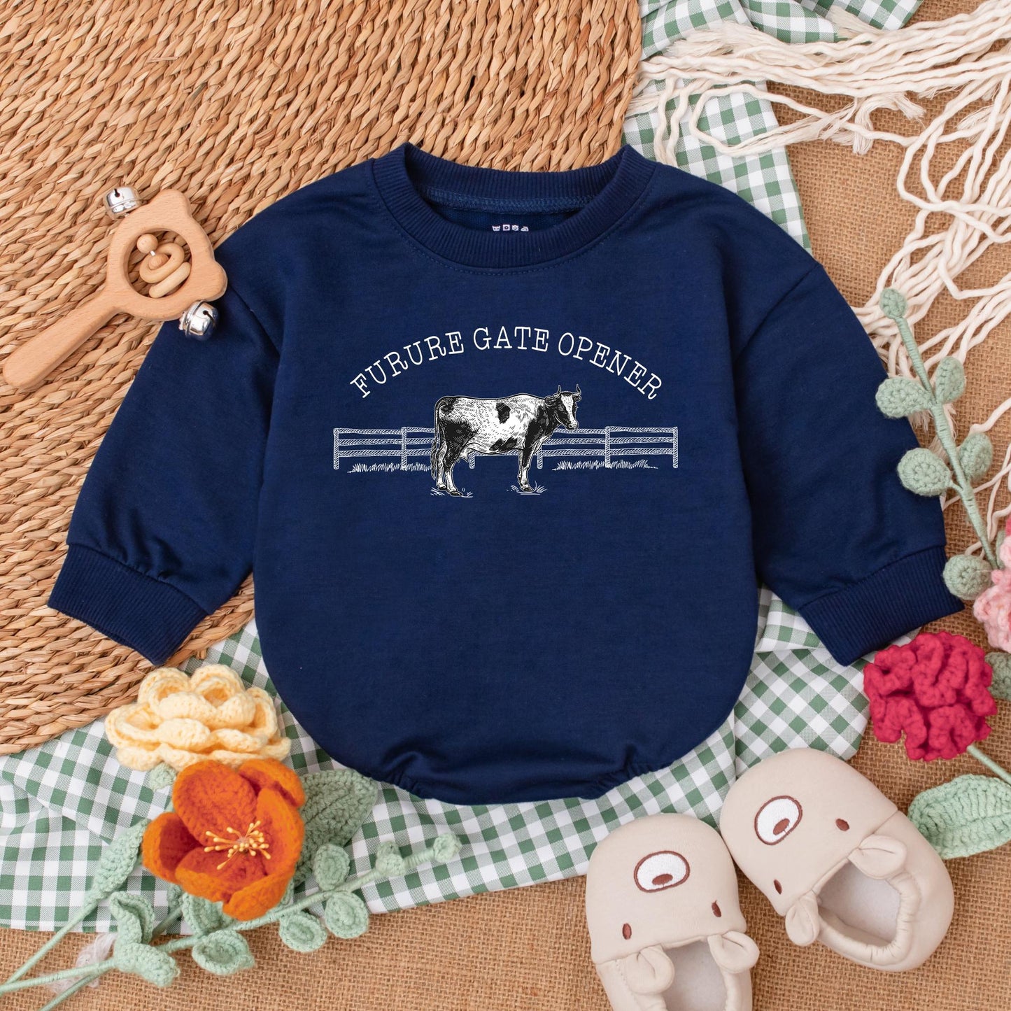 Future Gate Opener Romper Western Baby Bodysuit Newborn Bubble Outfit Rodeo Baby Shower Gift Boy Clothes