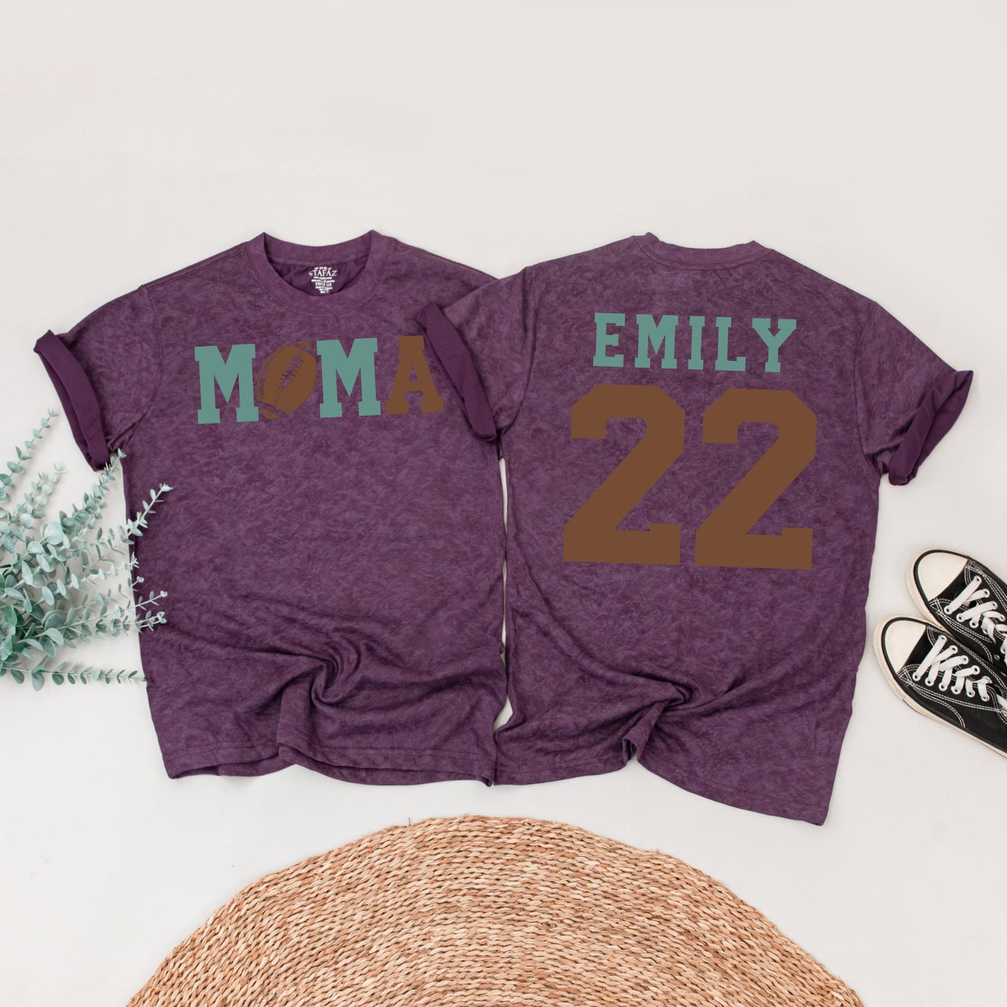 Touchdown One Football Birthday Outfit for Baby Boy 1st Birthday Matching Family Tees Teal Brown Retro Athletic