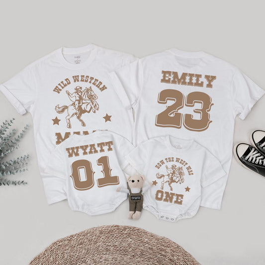 Retro Western Birthday Shirt for Baby Boy, How The West Was One 1st Birthday Outfit, Cowboy Theme, Mommy and Me Matching Family, Vintage