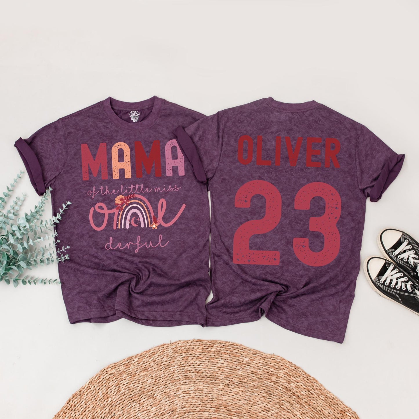 Onederful First Birthday Family Matching Shirts Boho Rainbow Little Miss One Birthday Outfit Mama Mom Daughter Celebration