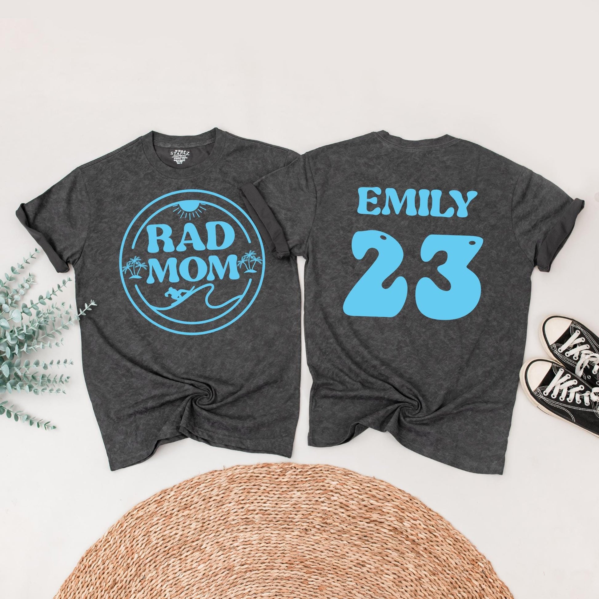 Rad Mom Surf Birthday Family Shirts: The Big One, Emily & Oliver Matching Outfits - Vintage Surf's Up Theme, 1st Birthday Surfer Celebration (137 chars)