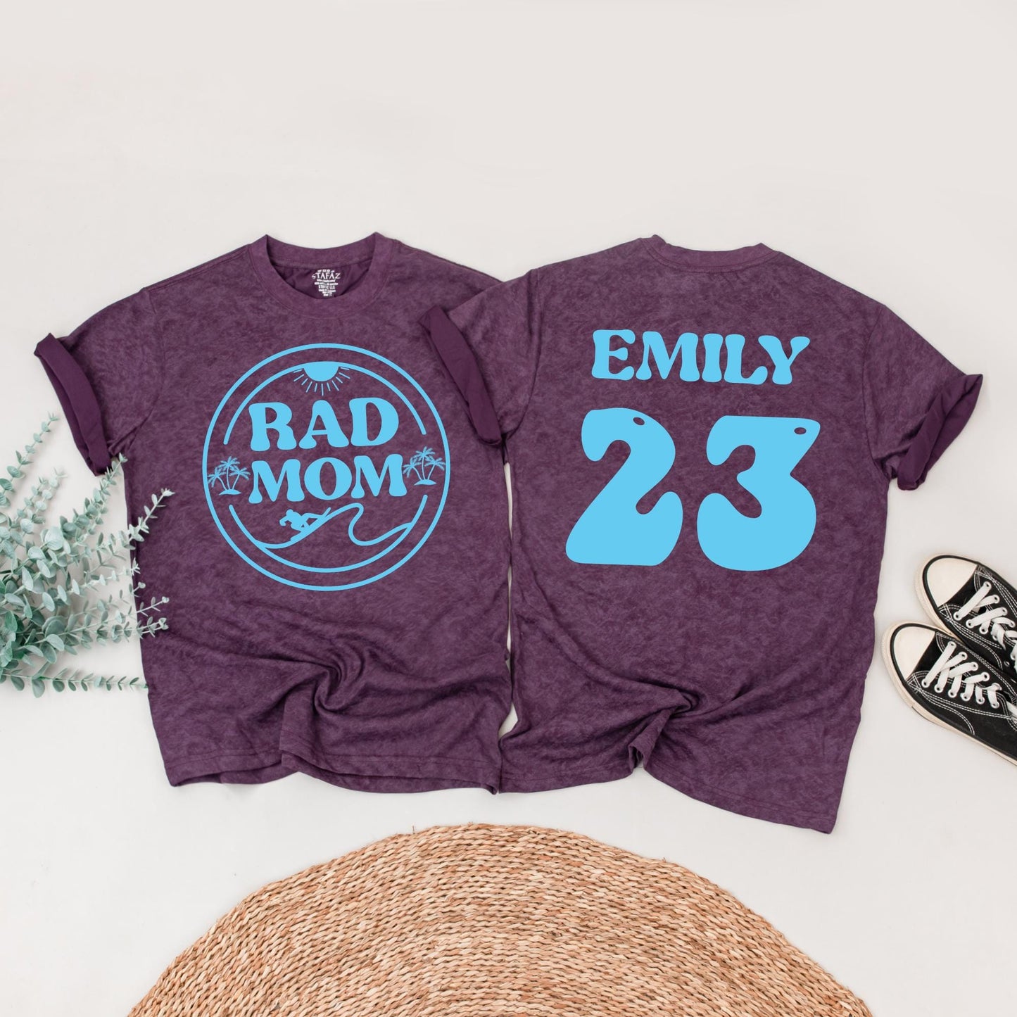 Rad Mom Surf Birthday Family Shirts: The Big One, Emily & Oliver Matching Outfits - Vintage Surf's Up Theme, 1st Birthday Surfer Celebration (137 chars)