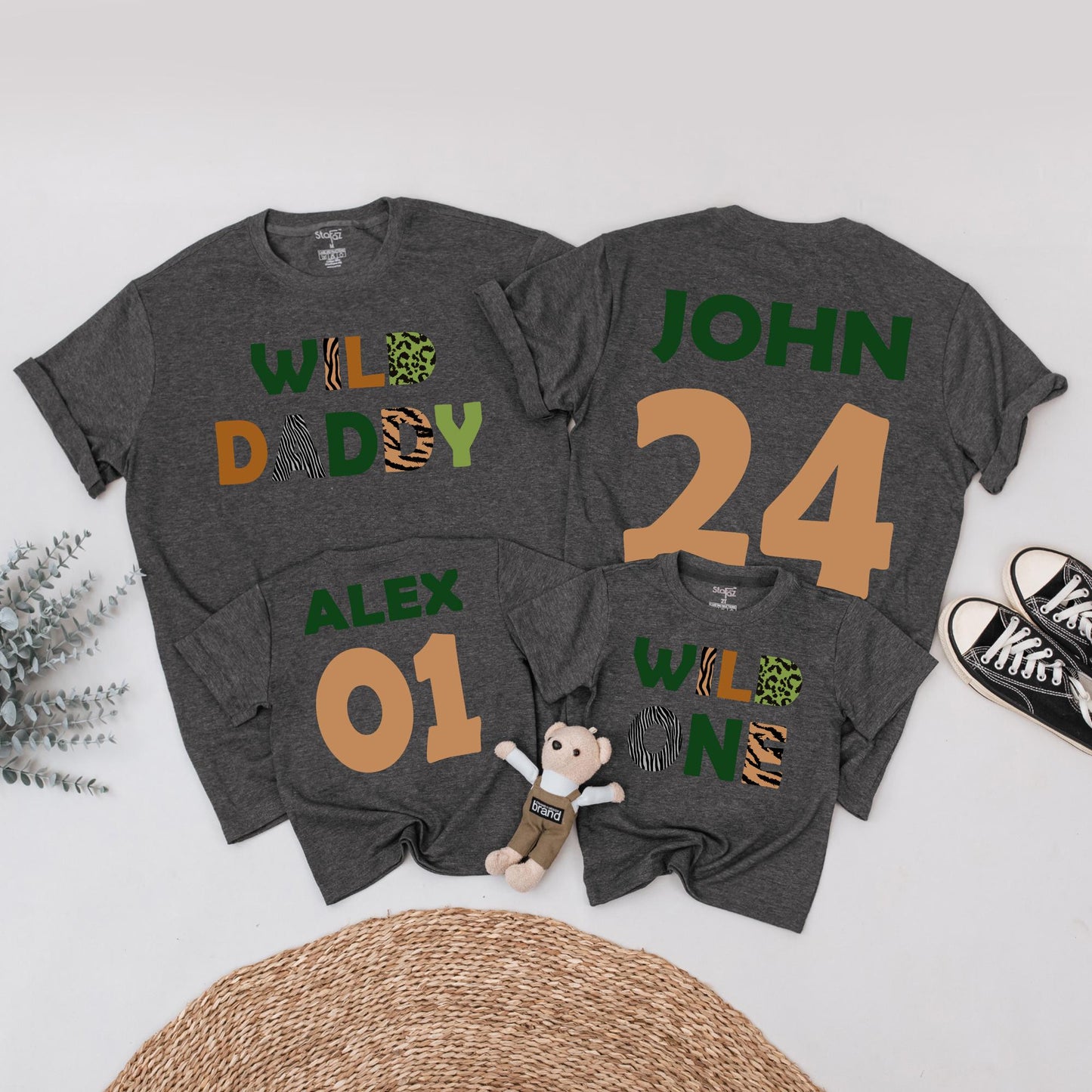 Wild One Birthday Matching Family Shirts: Safari Zoo Theme, Mommy Daddy Baby Outfit, Animal Print, 1st Birthday Party, Vacation Shirts 136